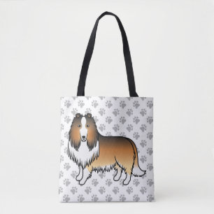 Sable Rough Collie Süßer Cartoon-Hund & Pfoten Tasche