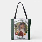 Sable Rough Collie Weihnachten Tasche (Rückseite)