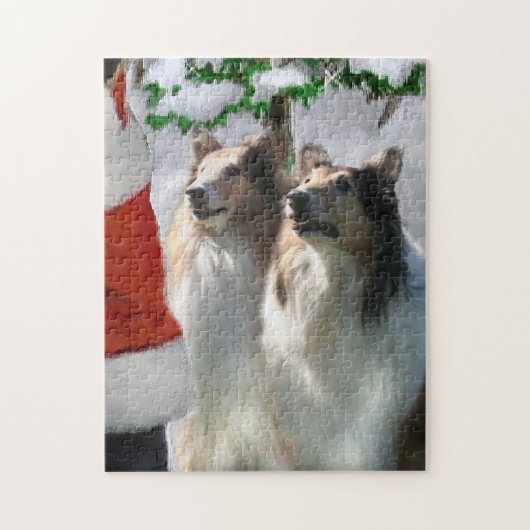 Sable Rough Colliese mit Weihnachten Puzzle (Vertikal)