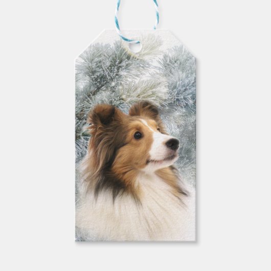 Sable Sheltie Weihnachten Geschenkanhänger (Vorderseite)