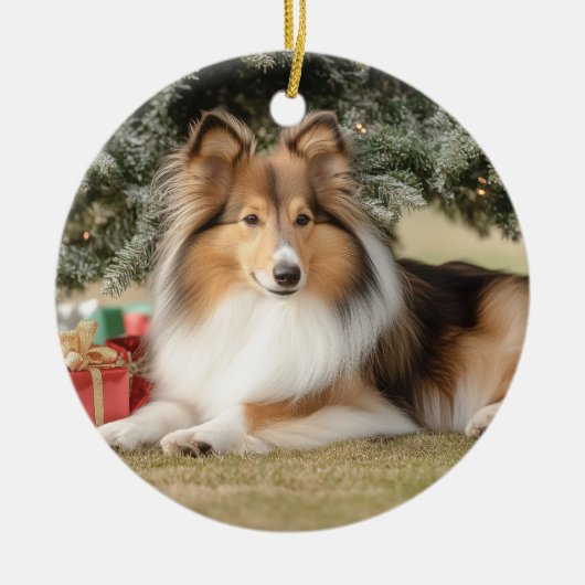 Sable Sheltie Weihnachten Keramik Ornament (Vorne)