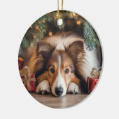 Sable Sheltie Weihnachten Keramik Ornament (Links)