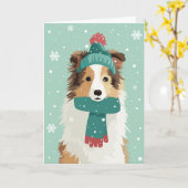 Sable-Sheltie-Weihnachtsgruß Karte (Gelbe Blume)