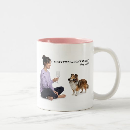 Sable Sheltie Wein Humor Geschenk Zweifarbige Tasse (Rechts)