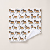 Sable Shetland Sheepdog Cartoon Dog Muster Badhandtuch Set (Waschlappen)