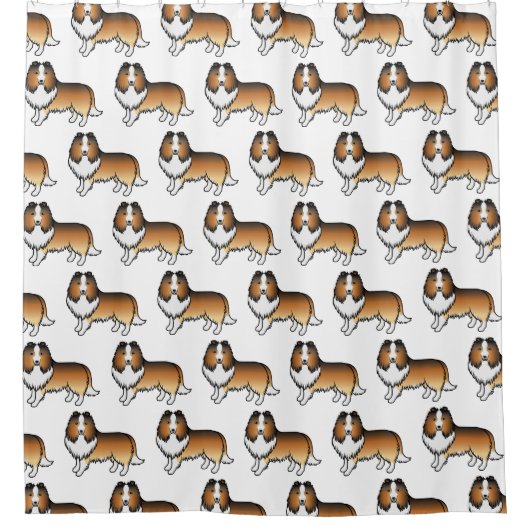 Sable Shetland Sheepdog Cartoon Dog Muster Duschvorhang (Vorderseite)