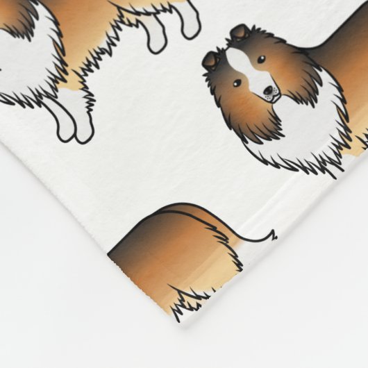 Sable Shetland Sheepdog Cartoon Dog Muster Fleecedecke (Ecke)