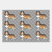 Sable Shetland Sheepdog Cartoon Dog Muster Geschenkpapier Set (Vorderseite 3)