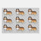 Sable Shetland Sheepdog Cartoon Dog Muster Geschenkpapier Set (Vorderseite 2)