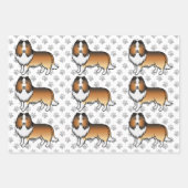 Sable Shetland Sheepdog Cartoon Dog Muster Geschenkpapier Set (Vorderseite)