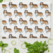 Sable Shetland Sheepdog Cartoon Dog Muster Geschirrtuch (Gefaltet)