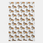 Sable Shetland Sheepdog Cartoon Dog Muster Geschirrtuch (Vertikal)