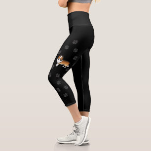 Sable Shetland Sheepdog Cartoon Hund & Pfoten Capri Leggings