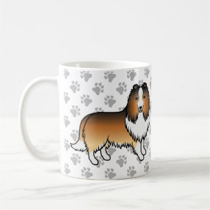 Sable Shetland Sheepdog Cartoon Hund & Pfoten Kaffeetasse