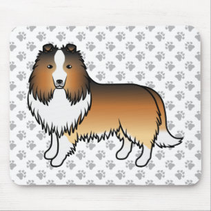 Sable Shetland Sheepdog Cartoon Hund & Pfoten Mousepad