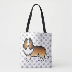 Sable Shetland Sheepdog Cartoon Hund & Pfoten Tasche