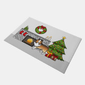 Sable Shetland Sheepdog Hund in einem Weihnachtszi Fußmatte (Schrägansicht)