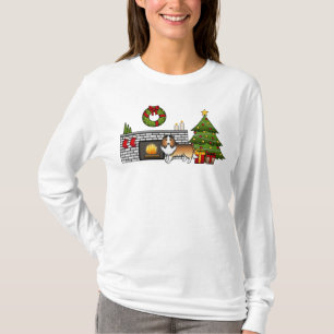 Sable Shetland Sheepdog Hund in einem Weihnachtszi T-Shirt