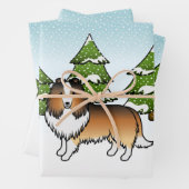 Sable Shetland Sheepdog im Winterwald Geschenkpapier Set (Beispiel)