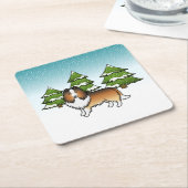 Sable Shetland Sheepdog im Winterwald Rechteckiger Pappuntersetzer (angewinkelt)