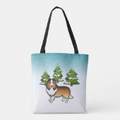 Sable Shetland Sheepdog im Winterwald Tasche (Rückseite)