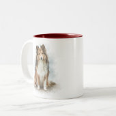 Sable Shetland Sheepdog Portrait Zweifarbige Tasse (Vorderseite Links)