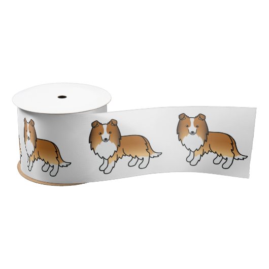 Sable Shetland Sheepdog Sheltie Cartoon Dog Satinband (Spule)