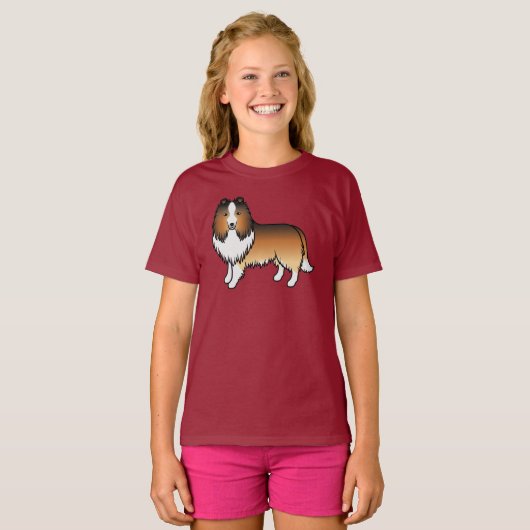 Sable Shetland Sheepdog Sheltie Cartoon Dog T-Shirt (Vorne ganz)