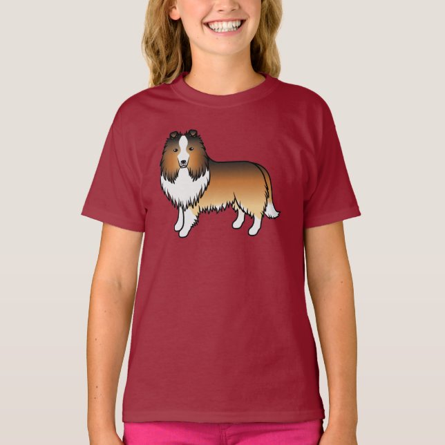 Sable Shetland Sheepdog Sheltie Cartoon Dog T-Shirt (Vorderseite)