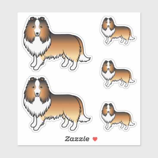Sable Shetland Sheepdog Sheltie Cartoon Hunde Aufkleber (Blatt)