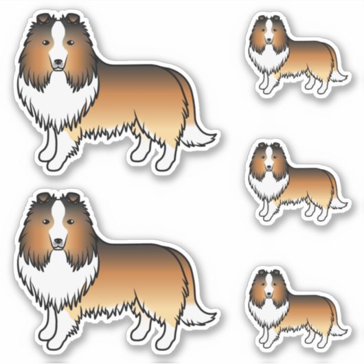 Sable Shetland Sheepdog Sheltie Cartoon Hunde Aufkleber (Vorderseite)