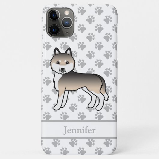 Sable Siberian Husky Cartoon Dog & Name Case-Mate iPhone Hülle (Rückseite)