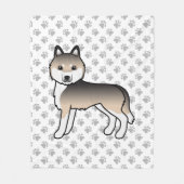 Sable Siberian Husky Cartoon Dog & Paws Fleecedecke (Vorderseite)