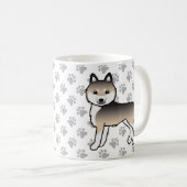 Sable Siberian Husky Cartoon Dog & Paws Kaffeetasse (VorderseiteRechts)