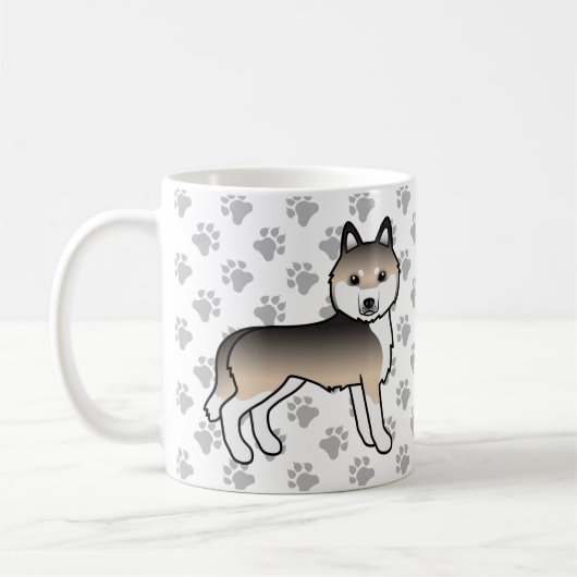 Sable Siberian Husky Cartoon Dog & Paws Kaffeetasse (Links)