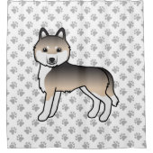 Sable Siberian Husky Niedlich Cartoon Dog Duschvorhang (Vorderseite)
