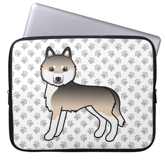 Sable Siberian Husky Niedlich Cartoon Dog Laptopschutzhülle (Vorderseite)