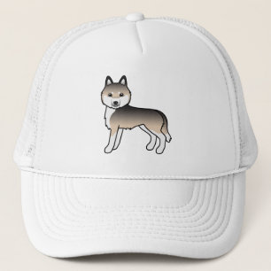 Sable Siberian Husky Niedlich Cartoon Dog Trucker Truckerkappe