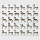 Sable Siberian Husky Niedlich Dog Pattern Geschenkpapier (Flach)
