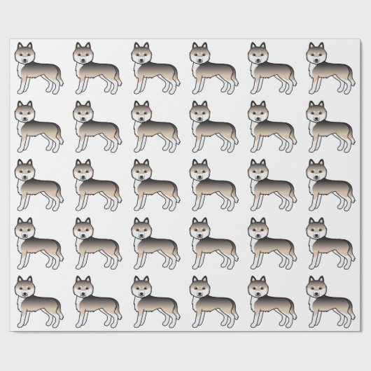 Sable Siberian Husky Niedlich Dog Pattern Geschenkpapier (Flach)