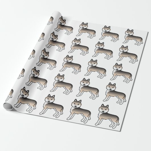 Sable Siberian Husky Niedlich Dog Pattern Geschenkpapier (Ungerollt)