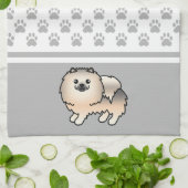 Sable-Spitz mit grauem Paws-Muster Geschirrtuch (Gefaltet)
