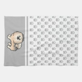Sable-Spitz mit grauem Paws-Muster Geschirrtuch (Horizontal)