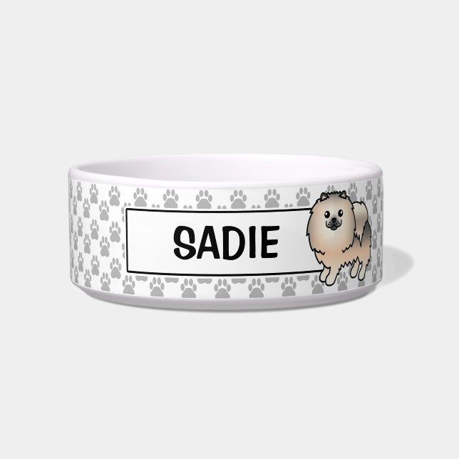 Sable-Spitz und Name des Personalisierten Hundes Napf (Vorderseite)