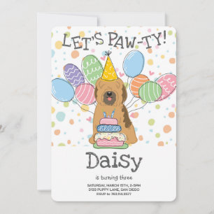 Sable Tibeter Terrier Dog Birthday Party Einladung
