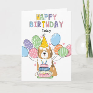 Sable White Tibeter Terrier Dog Birthday Party Karte