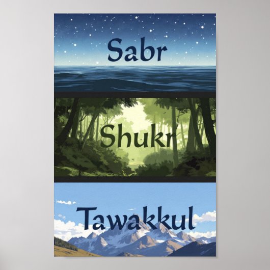 Sabr, Shukr, Tawakkul | Modernes Geschenk für musl Poster (Vorne)
