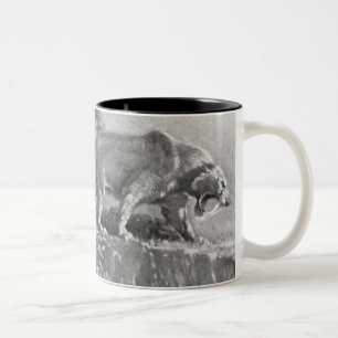 SABRE-Zahn-Tiger-Antiken-Druck Zweifarbige Tasse