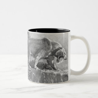 SABRE-Zahn-Tiger-Antiken-Druck Zweifarbige Tasse