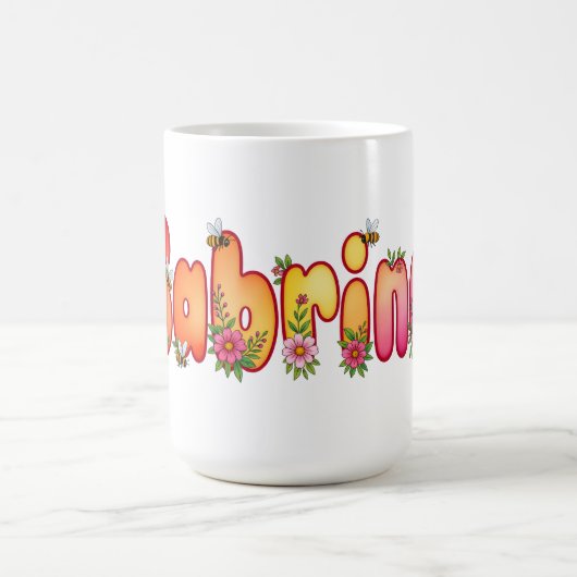 Sabrina - Floral and Bee Design Mug Kaffeetasse (Mittel)